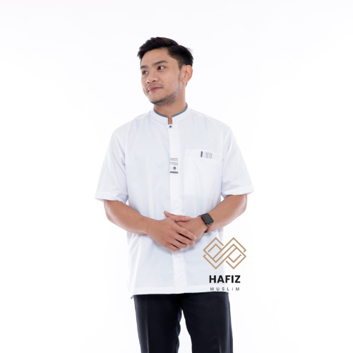 Hafiz Muslim Baju Koko Muslim Pria Bordir Lengan Pendek modern elegan