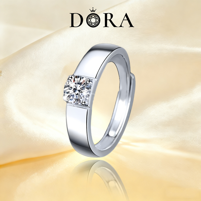 Cincin berlian pria sertifikat GRA 50 poin cincin berlian pendiri perak 925