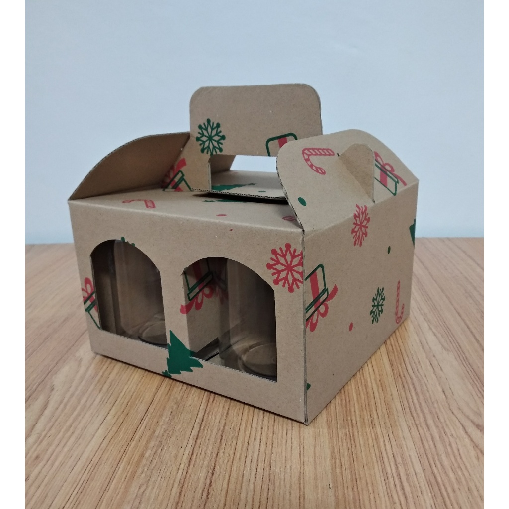 Kardus Lebaran / Hampers Kotak Box Jinjing  bisa muat 4 Toples Tabung Jar 500ml