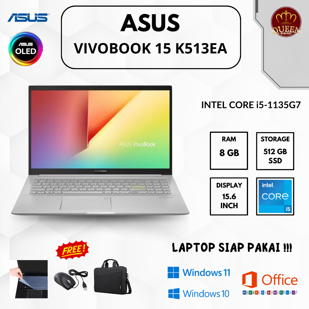 ASUS VIVOBOOK 15 K513EA | INTEL CORE i5-1135G7 | 8GB RAM | SSD 512GB | 15.6 INCH