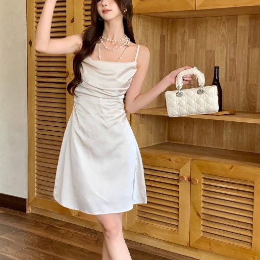 Melaine Silk Ruched Cami Mini Dress (Defect)