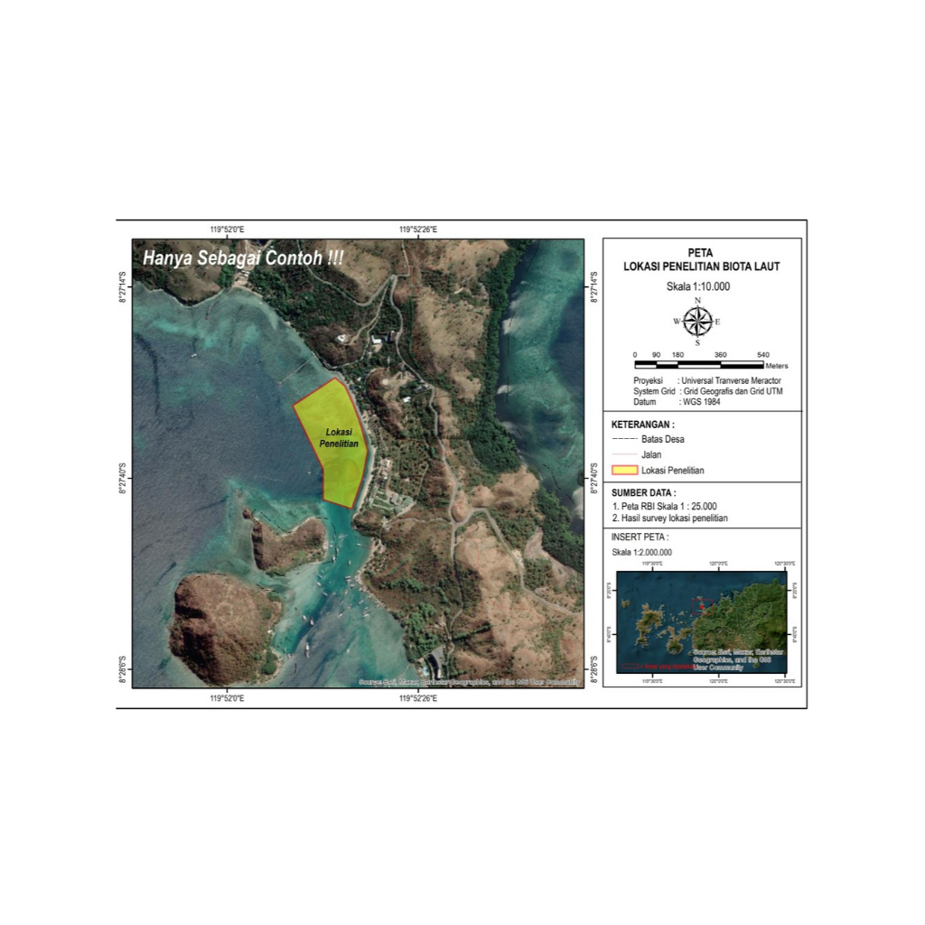 Jasa Pembuatan Peta Lokasi Penelitian dan Lain-lain (Custom) sesuai pesanan Output Shapefile (shp),J