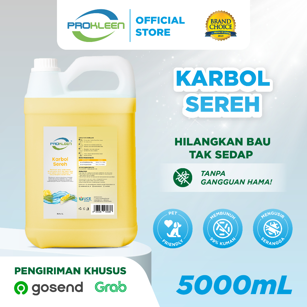 PROKLEEN Karbol Sereh Antibacterial 5L Khusus Gosend/Grab