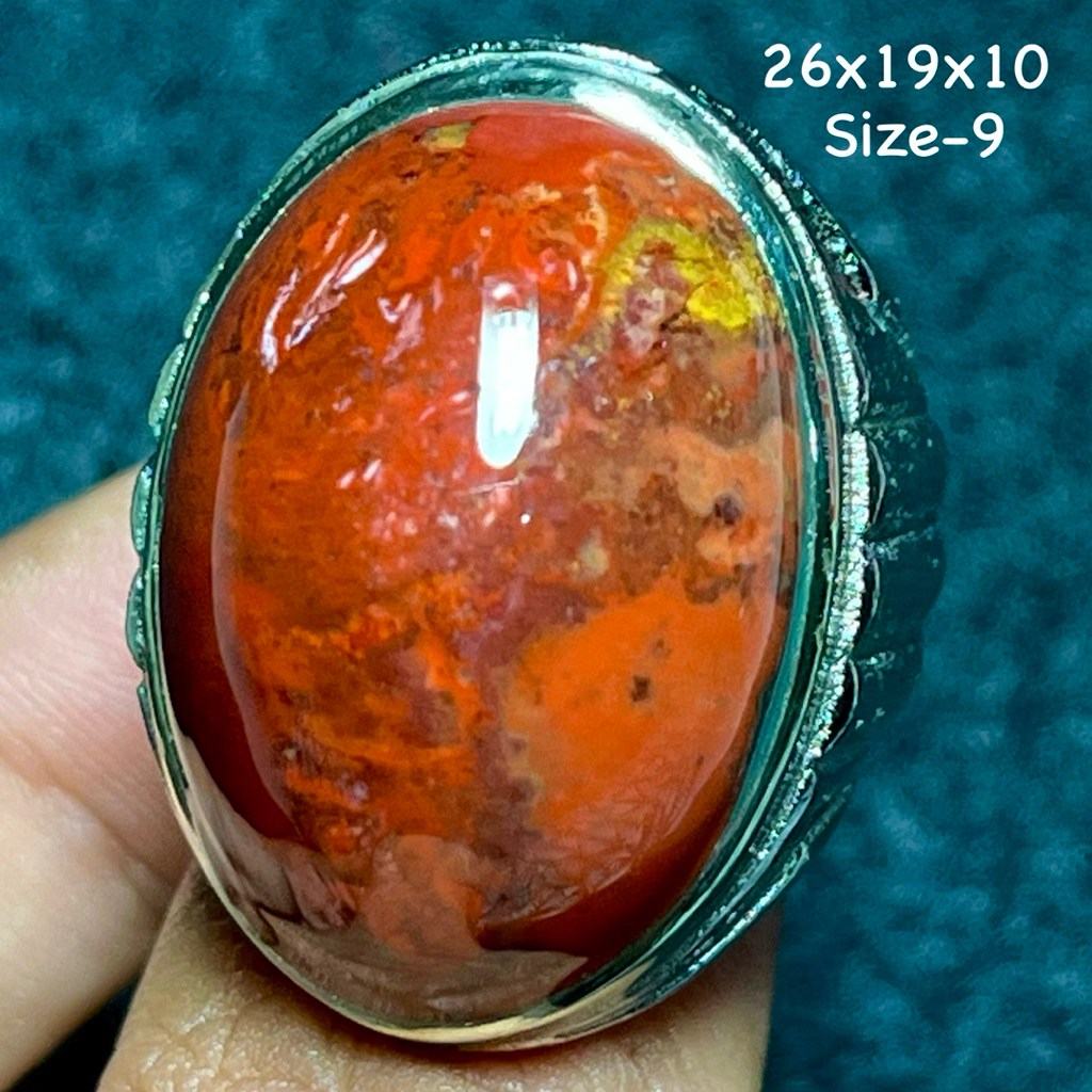Cincin Batu Akik Natural Garut Merah Cabai (Asli Alam)
