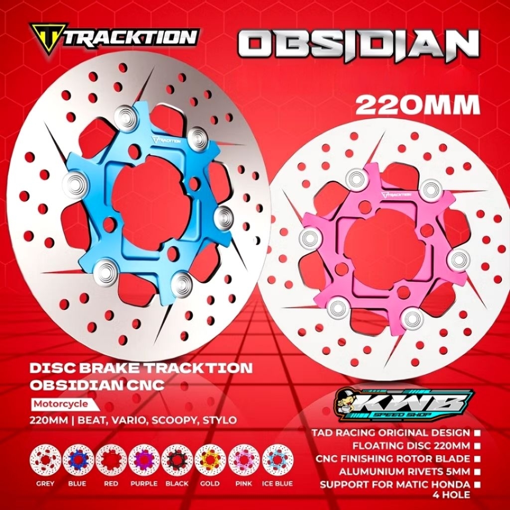 Disc Brake Piringan Cakram 220mm Traction Obsidian Beat / Vario / Mio Ukuran 220mm Original Tracktio