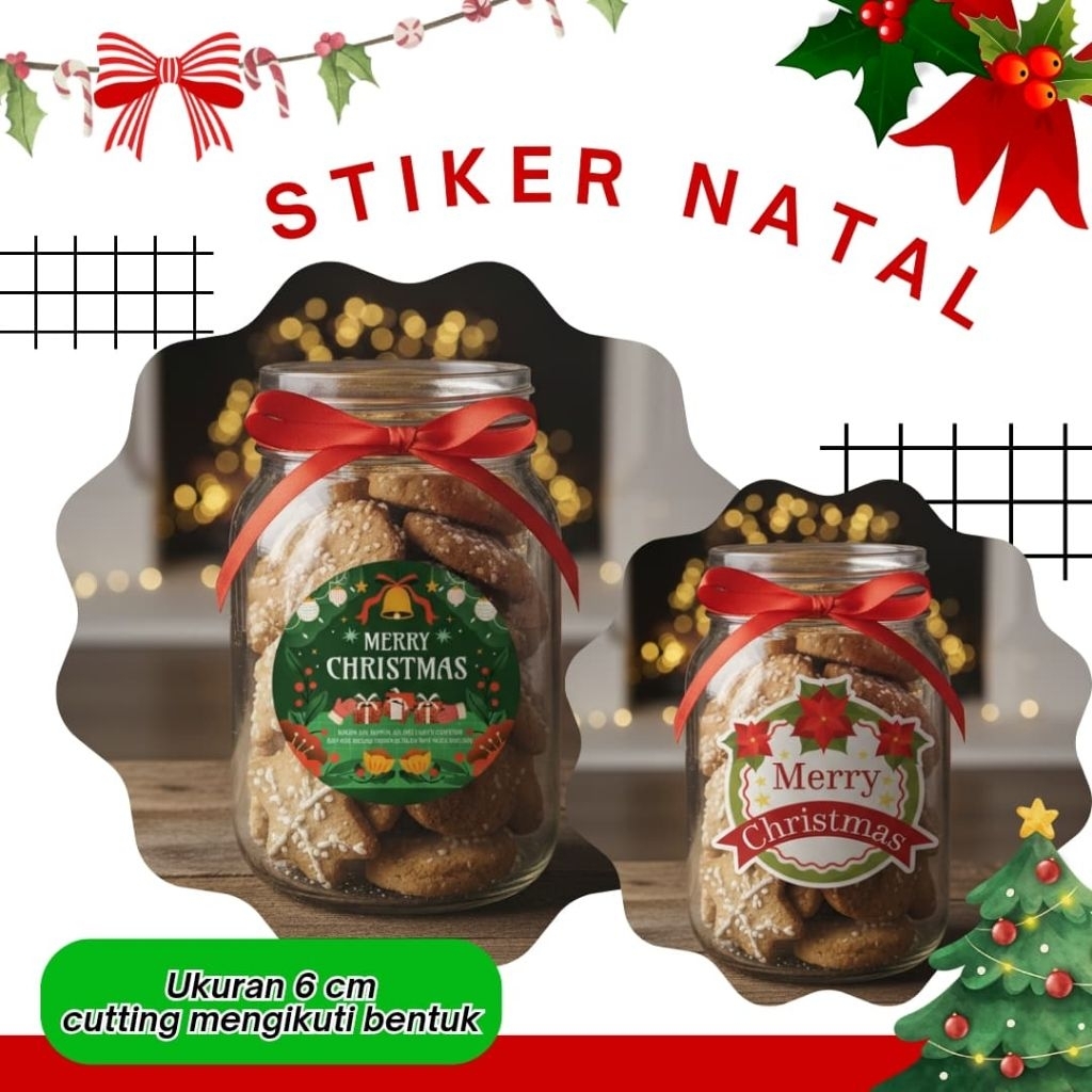 stiker natal - stiker hampers - stiker natal custom - stiker merah - sticker natal - label natal - l