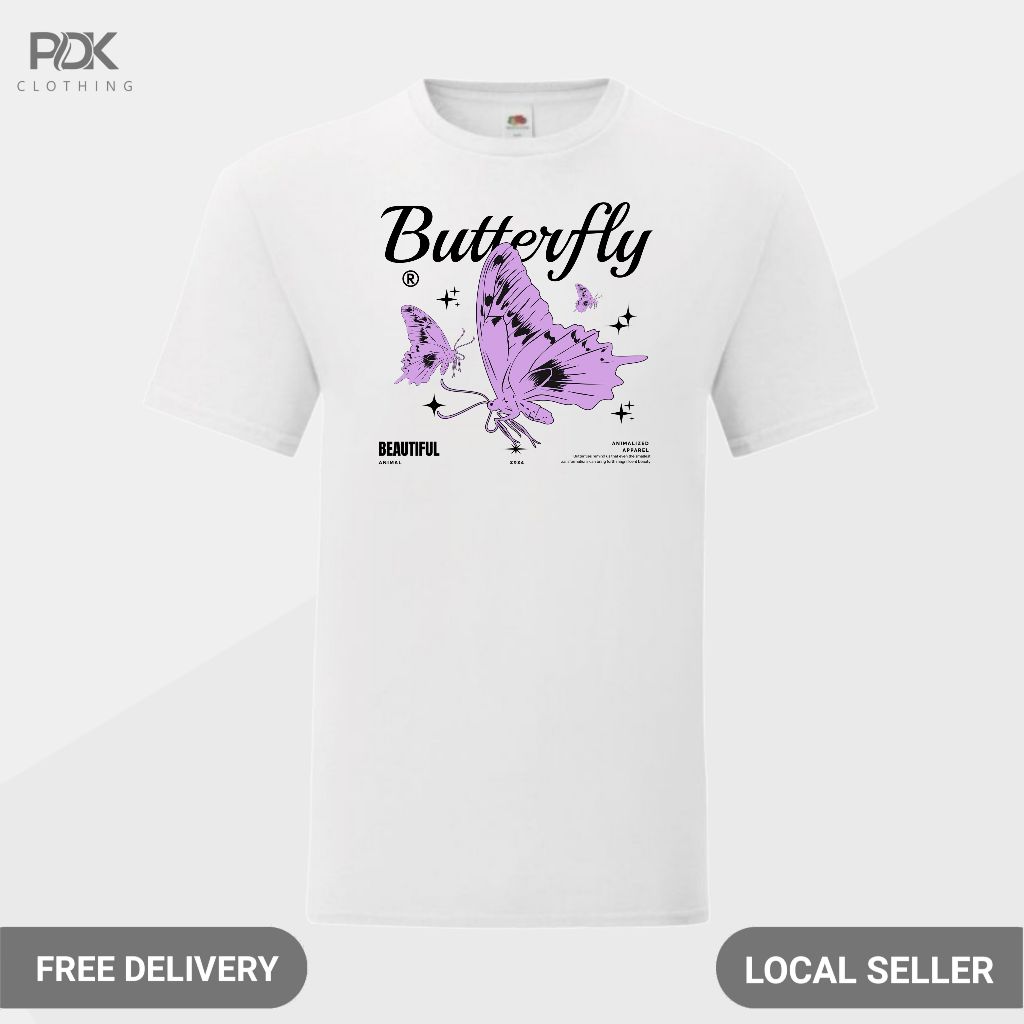 Animalized Kaos Pria Baju Kupu Kupu Butterfly Purple Elegant Winged Beauty