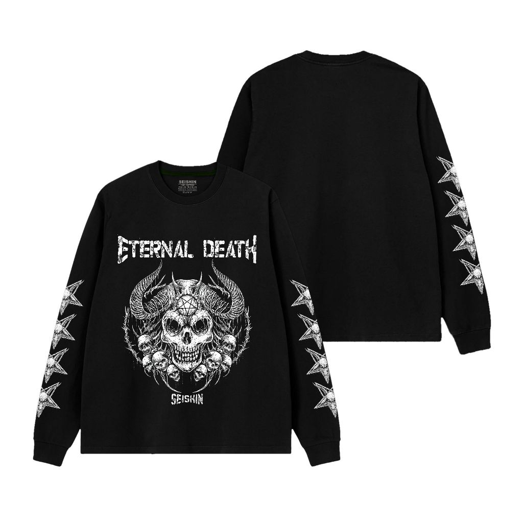 Seishin Tshirt Lengan Panjang Rib Sin Eternal Death Kaos Long Sleeve Metal unisex