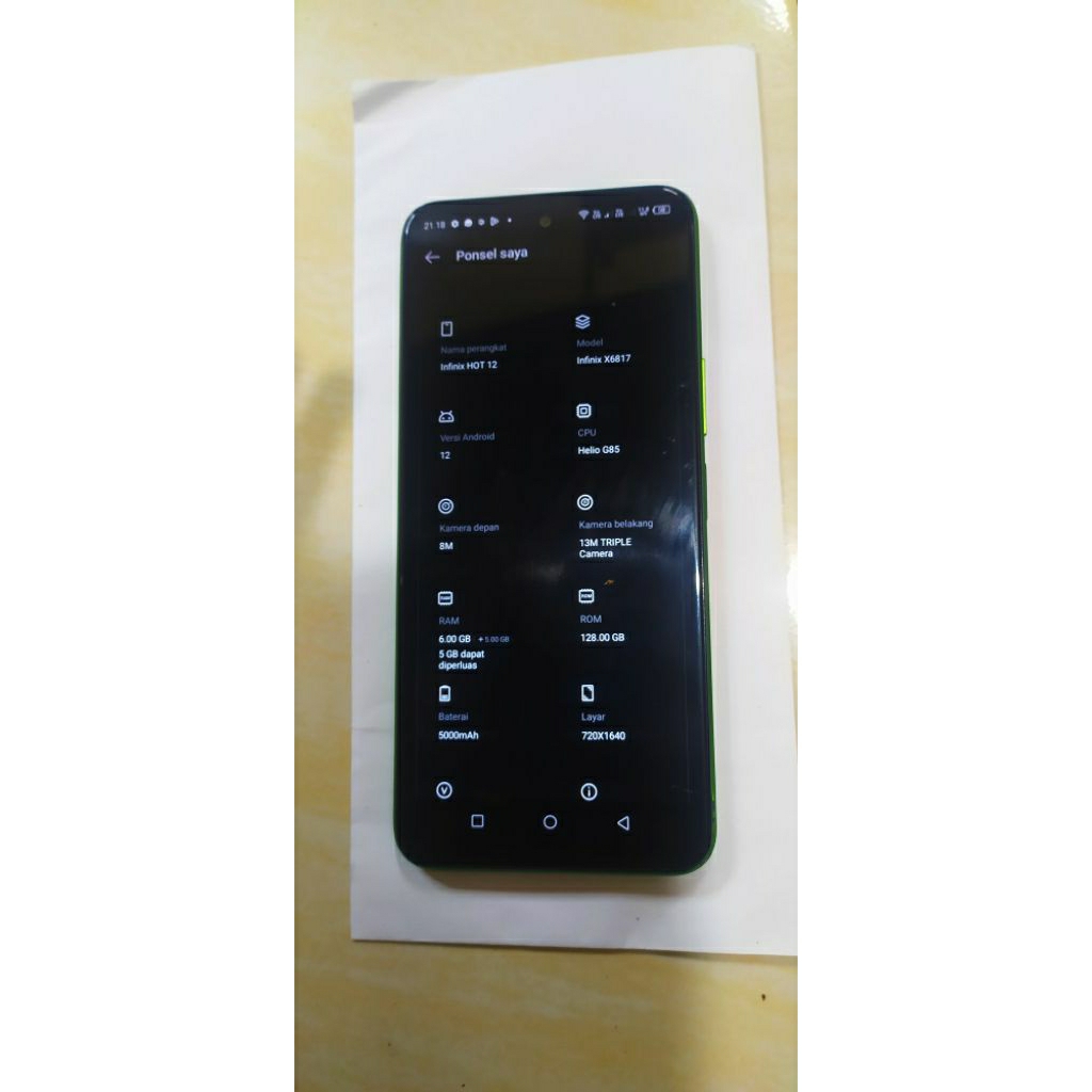 Infinix hot 12 ram 6+5/128