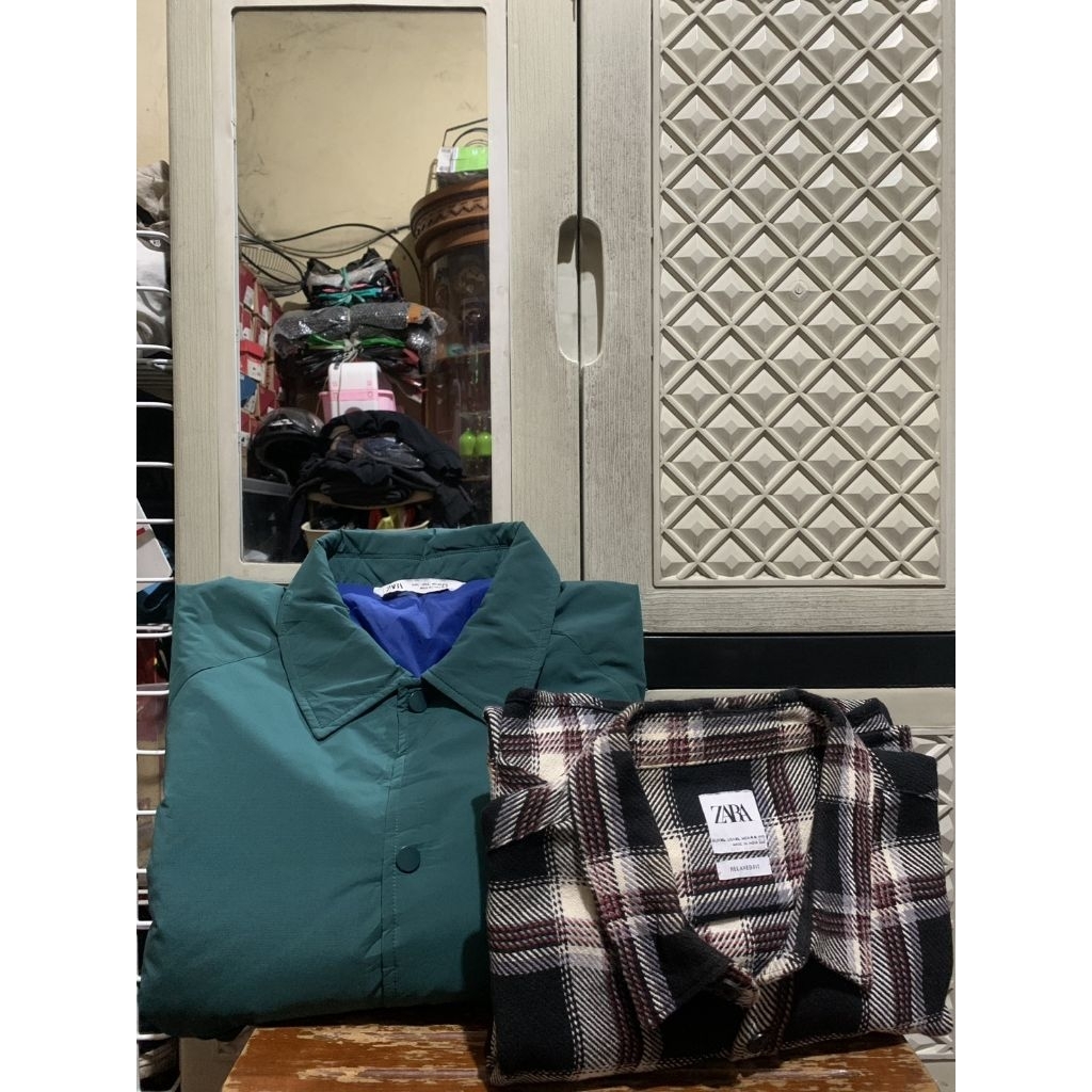 ORIGINAL JACKET COACH WOOL ZARA KEMEJA RAJUT TANGAN PANJANG MULTI COLOUR PLAID PARASUTE STRIPE STRET