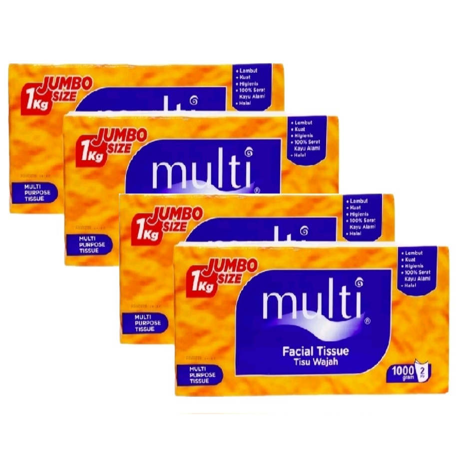 ( PAKET 4 BOX ) MULTI 1000 gram - Tissue Facial jumbo size kiloan