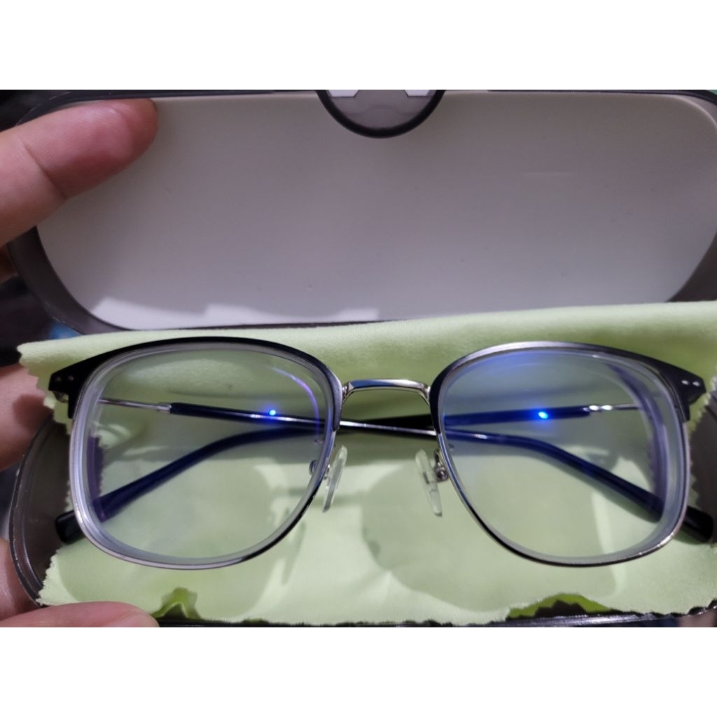 Kacamata Semi Frameless Minus 7 Anti Bluelight