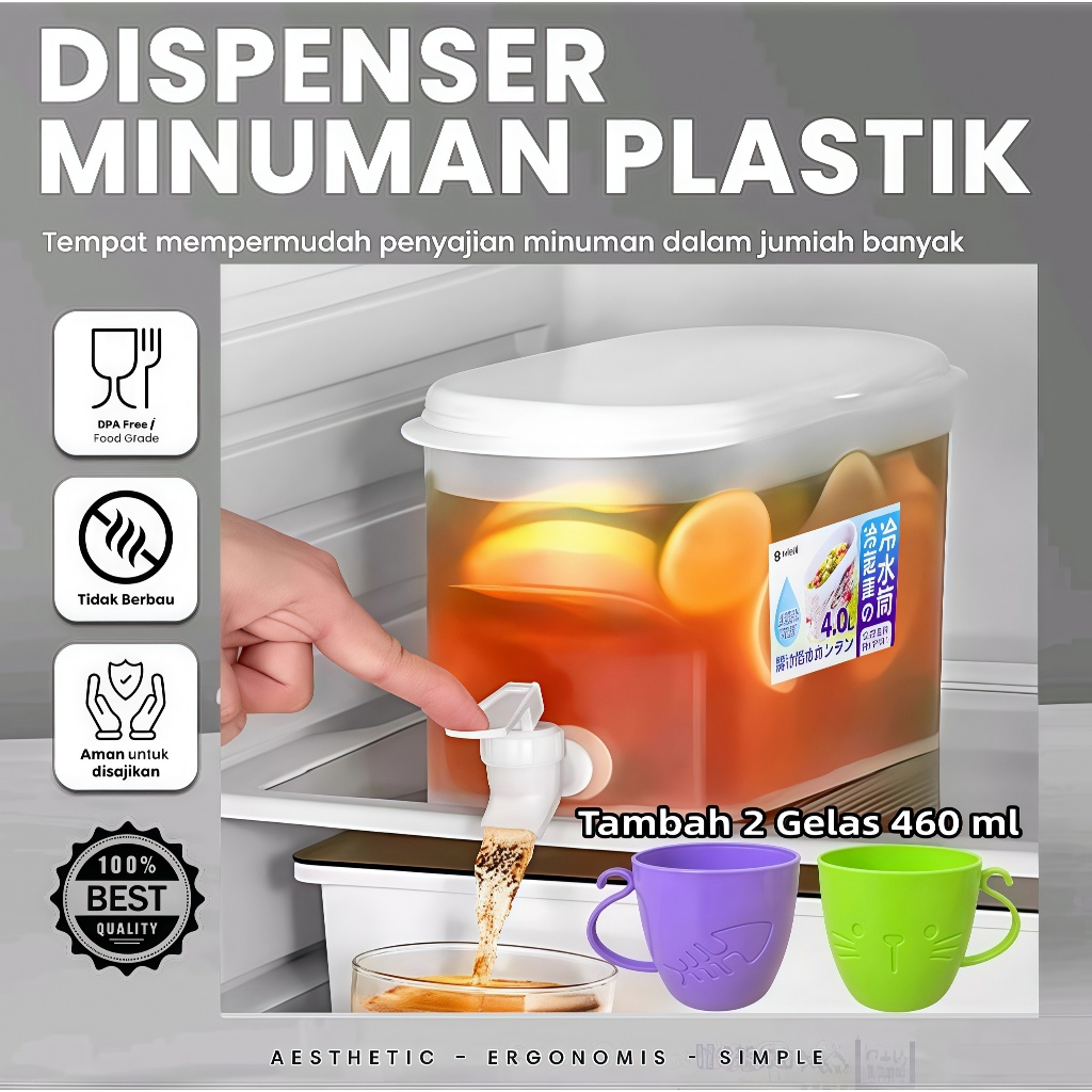 COD Dispenser Air Minum Murah Jus Plastik 4 Liter Tempat Air Minum Bucket Mini Juice Kulkas Portable