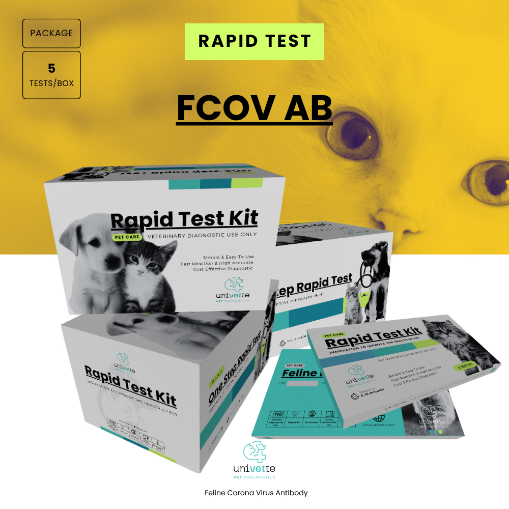 5 PCS/BOX : Feline Corona Virus Antibody/FCoV AB Rapid test kit/Rapid Test Kucing/Feline Rapid Test 