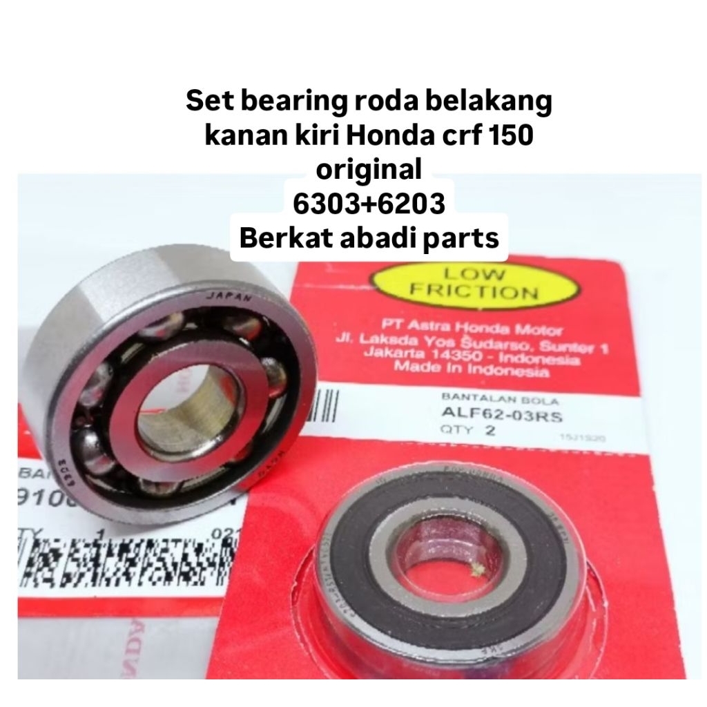 BEARING LAHER SET HONDA 6303+6203 RODA BELAKANG KANAN KIRI CRF 150 ORIGINAL