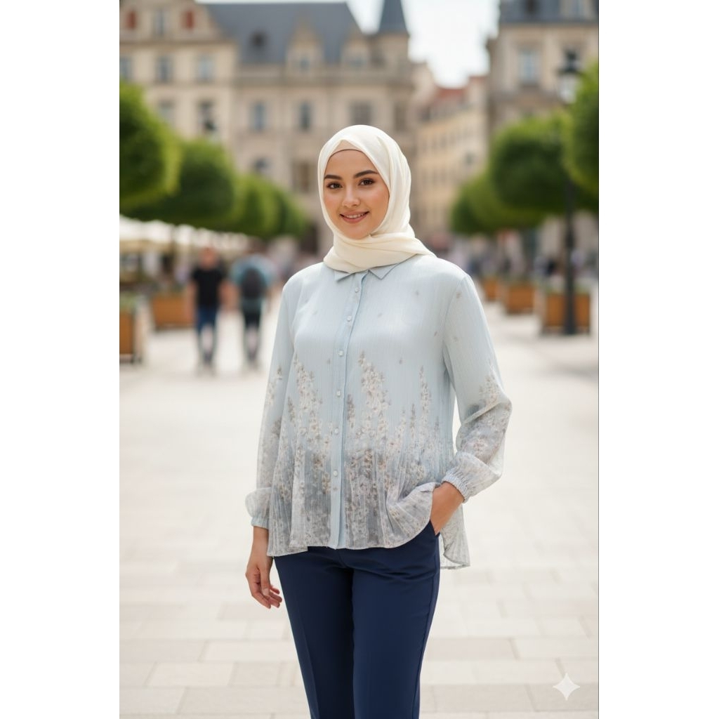 Arlyn Blouse Ceruti Flower - ItzMeClothes | Blouse tunik kondangan model puring motif bunga