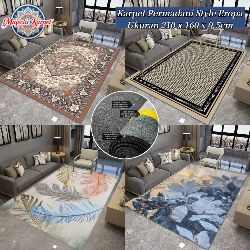Majestic Karpet - Karpet Permadani Eropa Ukuran 210x160cm Bahan Polyester