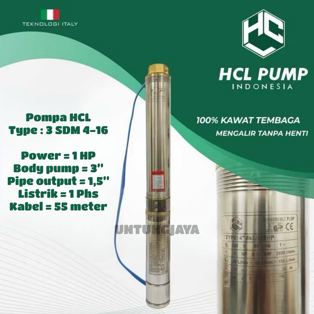 POMPA SUBMERSIBLE HCL 3 SDM 4/16 1 HP // POMPA CELUP HCL 3SDM4/16 1HP // POMPA SATELIT HCL