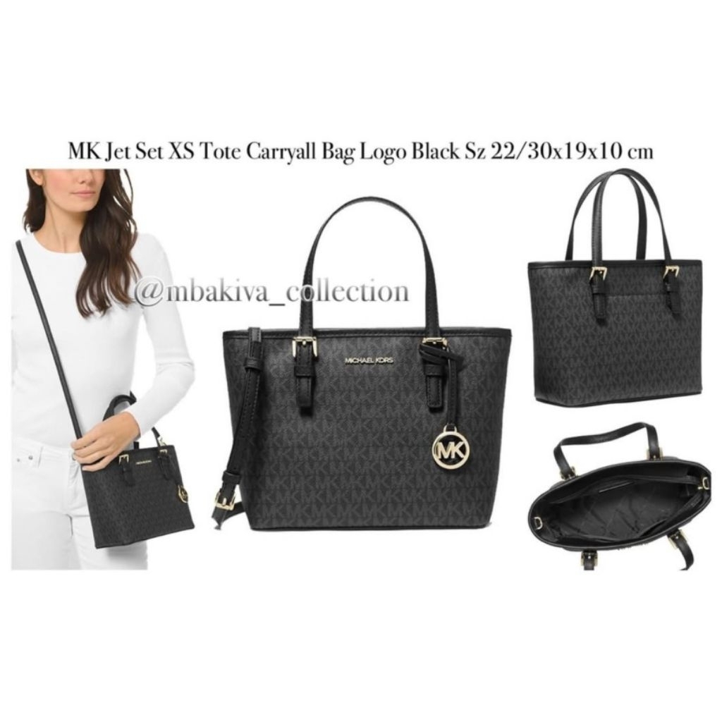 MK Jet Set XS Tote Carryall Bag Logo Black