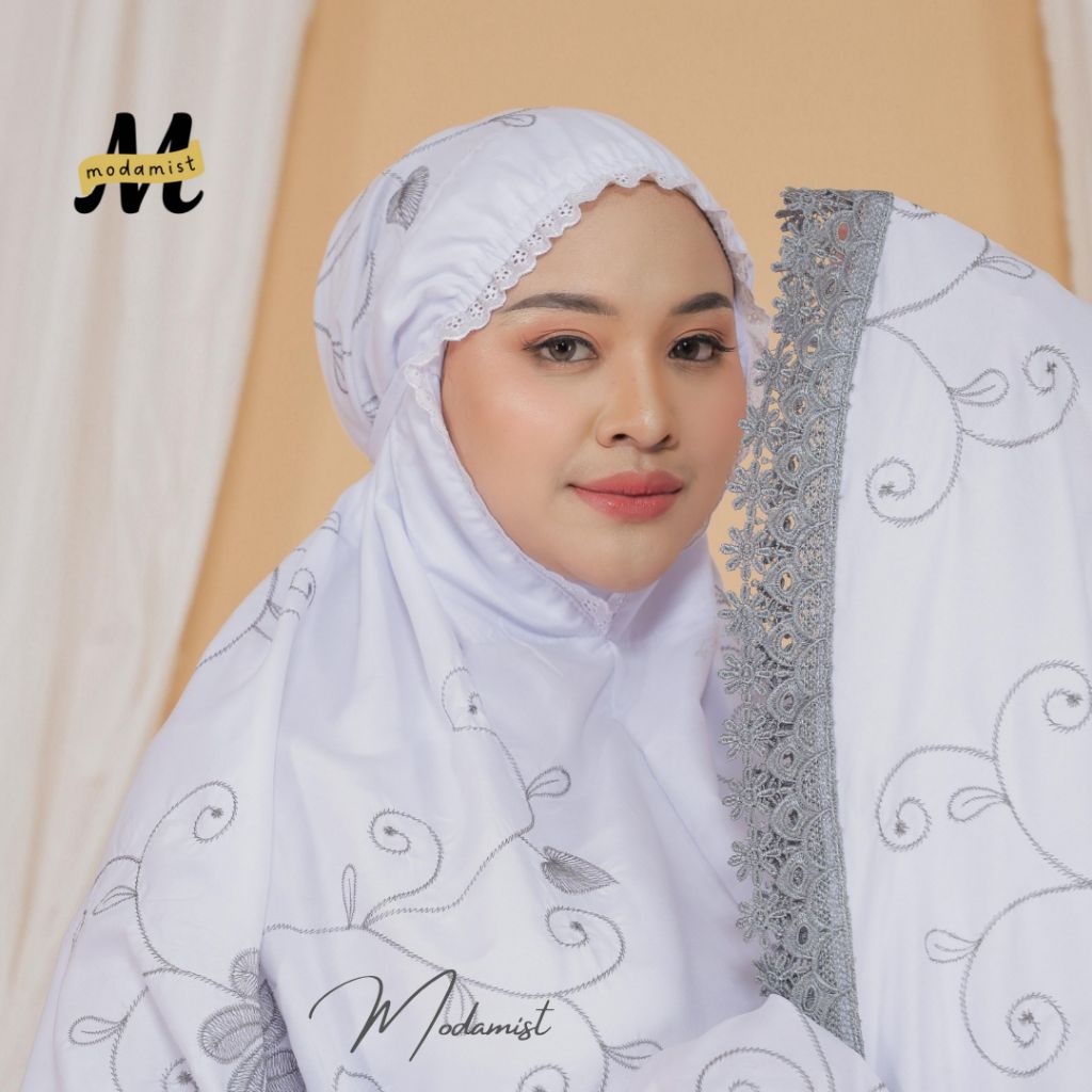 Mukena Dewasa Putih Full Bordir Renda Premium