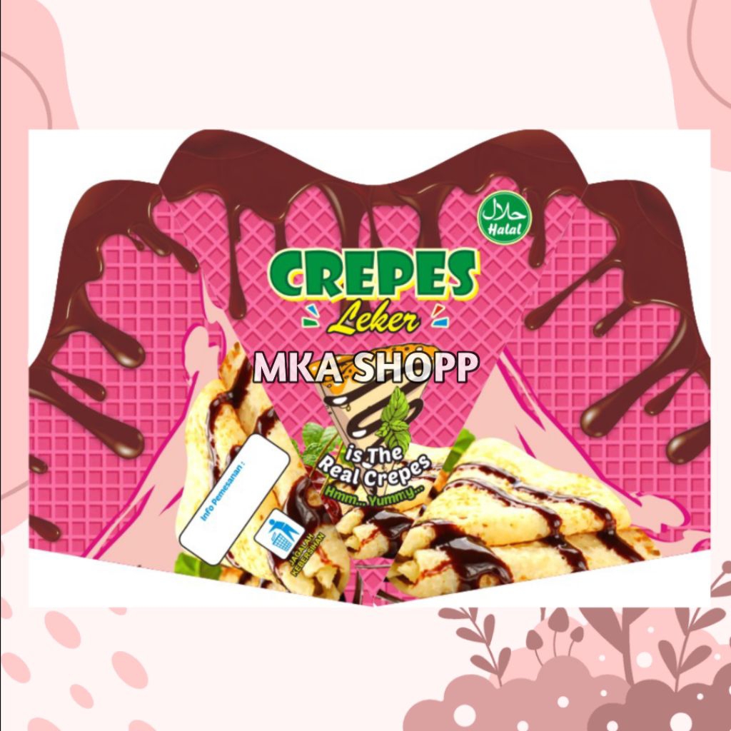 100 lembar kertas crepes motif 3D / kemasan crepes leker ukuran 15×17,5cm / wadah crepes kraft ekono