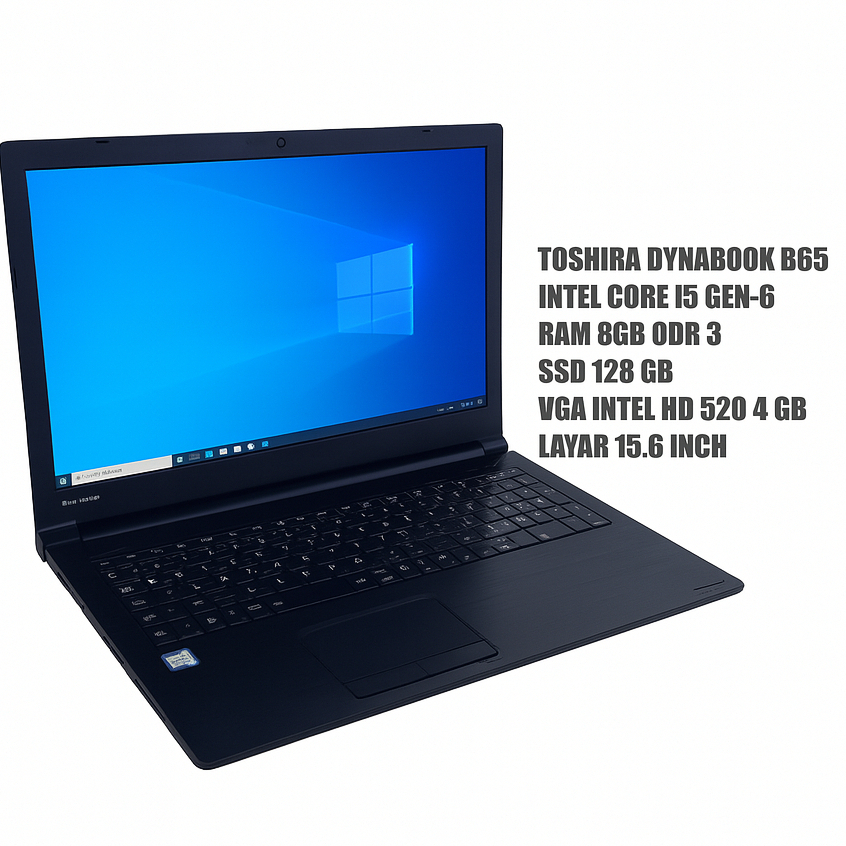 Laptop Toshiba Dynabook B65. Intel Core i5 Gen 6-6300U /RAM 8GB/SSD 128GB/Layar 15”/Siap Pakai Berga