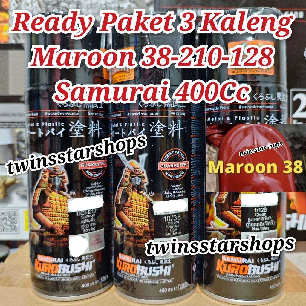Pilok Pylox Cat Samurai Paket 3 Kaleng Merah Maroon 38 Marun Epoxy Surfacer 210 Clear 128 Glossy Men