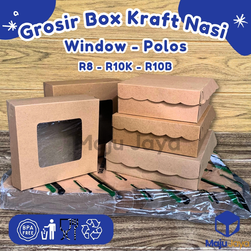 Maju Jaya - Grosir Box Kraft Ivory Window Kardus Nasi Kotak Catering R8 R10K R10B Laminasi 350gsm