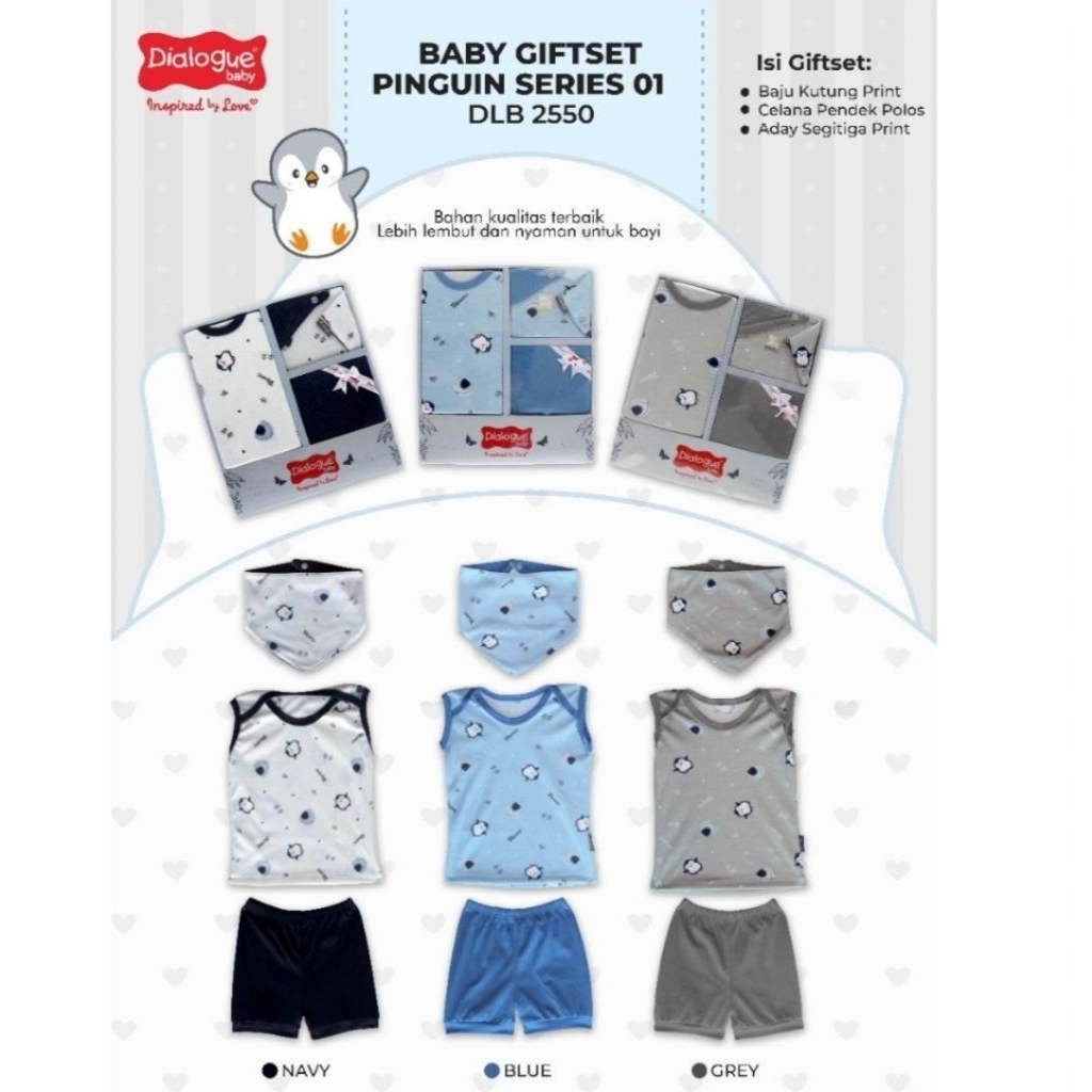 DIALOGUE BABY GIFTSET PINGUIN SERIES/setelan baju bayi