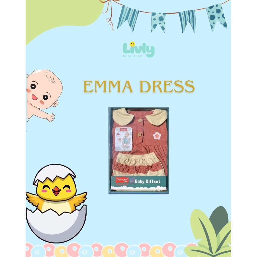 DIALOGUE BABY GIFTSET EMMA DRESS/dress anak lucu/dress bayi