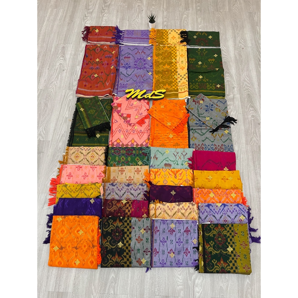 MdS Kamen Endek Tenun Dobel Ikat Semi Sutra Mastuli Lasem Tretes Banyumas Set Selendang