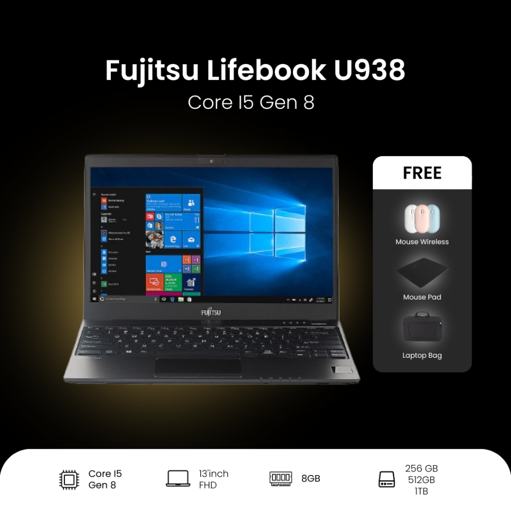 Fujitsu Lifebook U938 | Core I5 Gen 8 | 8GB RAM | 256GB SSD