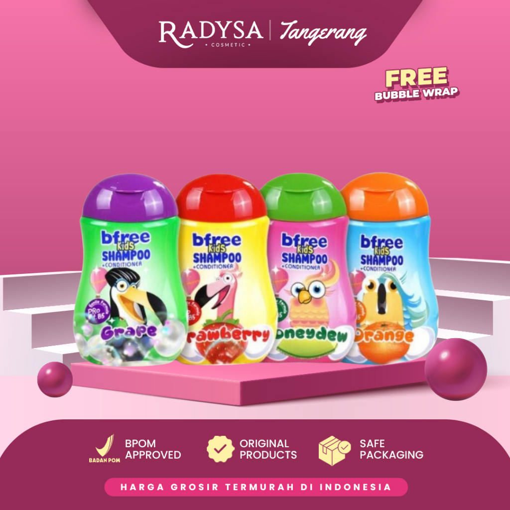 RADYSA TGR - BFREE Kids Shampoo + Conditioner 200 ml 4 Aroma Buah BFree Kids Strawberry BFree Kids G