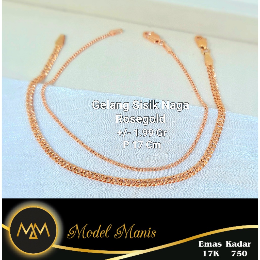 Gelang Sisik Naga Imut Rosegold 750 kadar 17k
