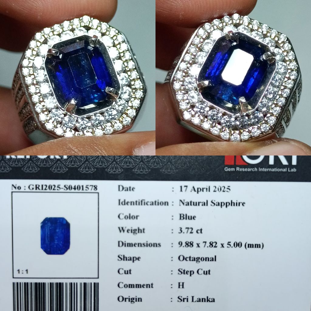 NATURAL BLUE SAPPHIRE SRILANKA COLOR VIVID PERAK MICRO MEMO GRI LAB
