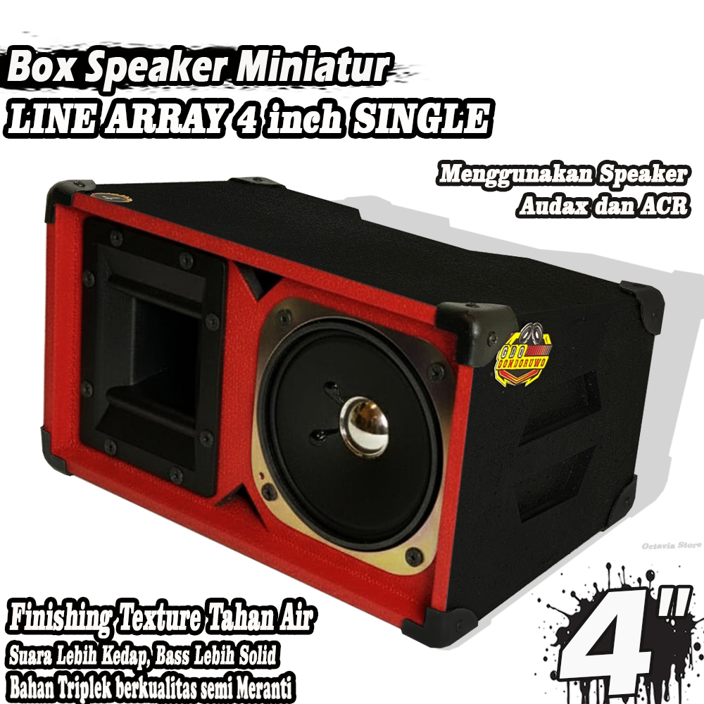 Box Speaker Miniatur Line Array 4 Inch Texture MERAH