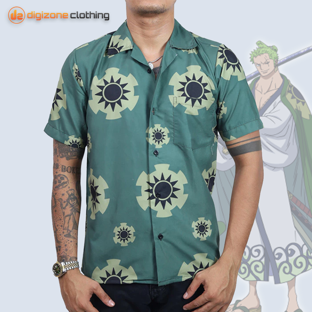 Kemeja One Piece Roronoa Zoro Wano Fullprinting Lengan Pendek