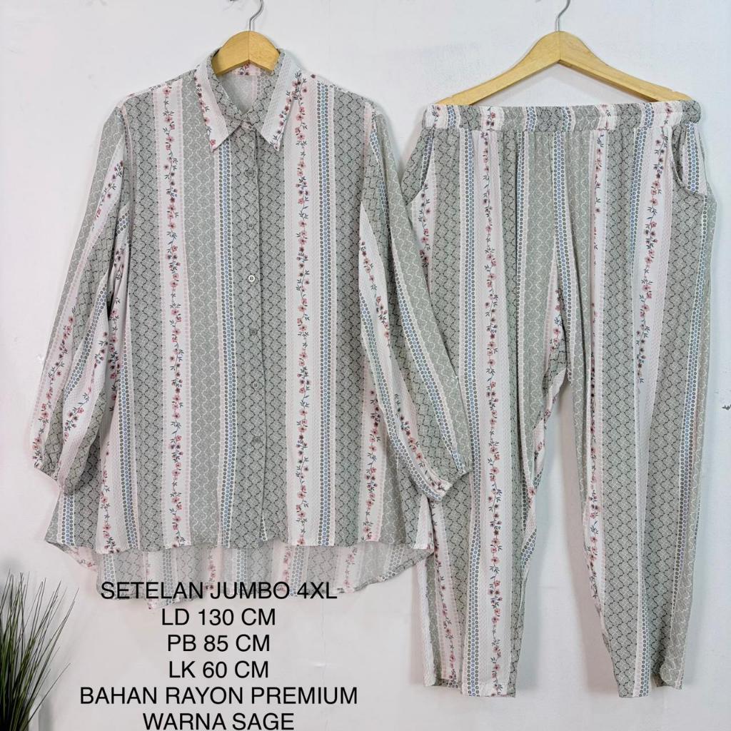 Setelan Tunik Jumbo Ld 130 Cm Motif Garis Kekinian