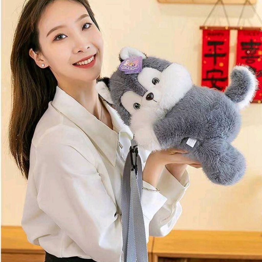 Tas Selempang Boneka Panda Rakun Dog Husky Tas Boneka Panda Rakun Slingbag Tas Bahu