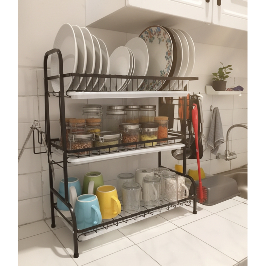 NARITA DISH DRAINER 3 LAYER - Rak Piring Rak Cuci Piring Rak Piring Stainless Pengering Piring Stenl