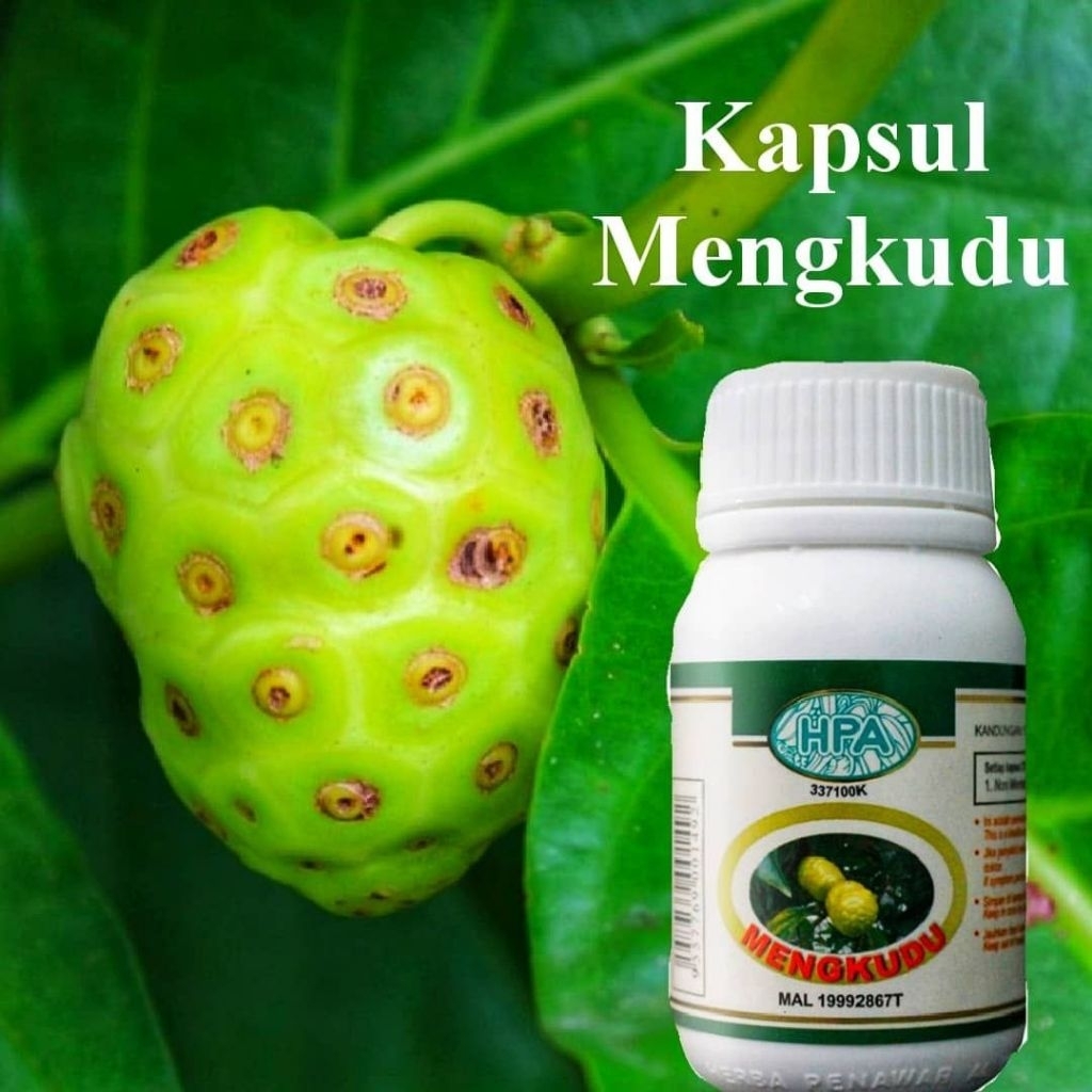 KAPSUL HERBAL MENGKUDU HPA ORIGINAL ASLI DARI MALAYSIA KEMASAN BOTOL ISI 75 KAPSUL