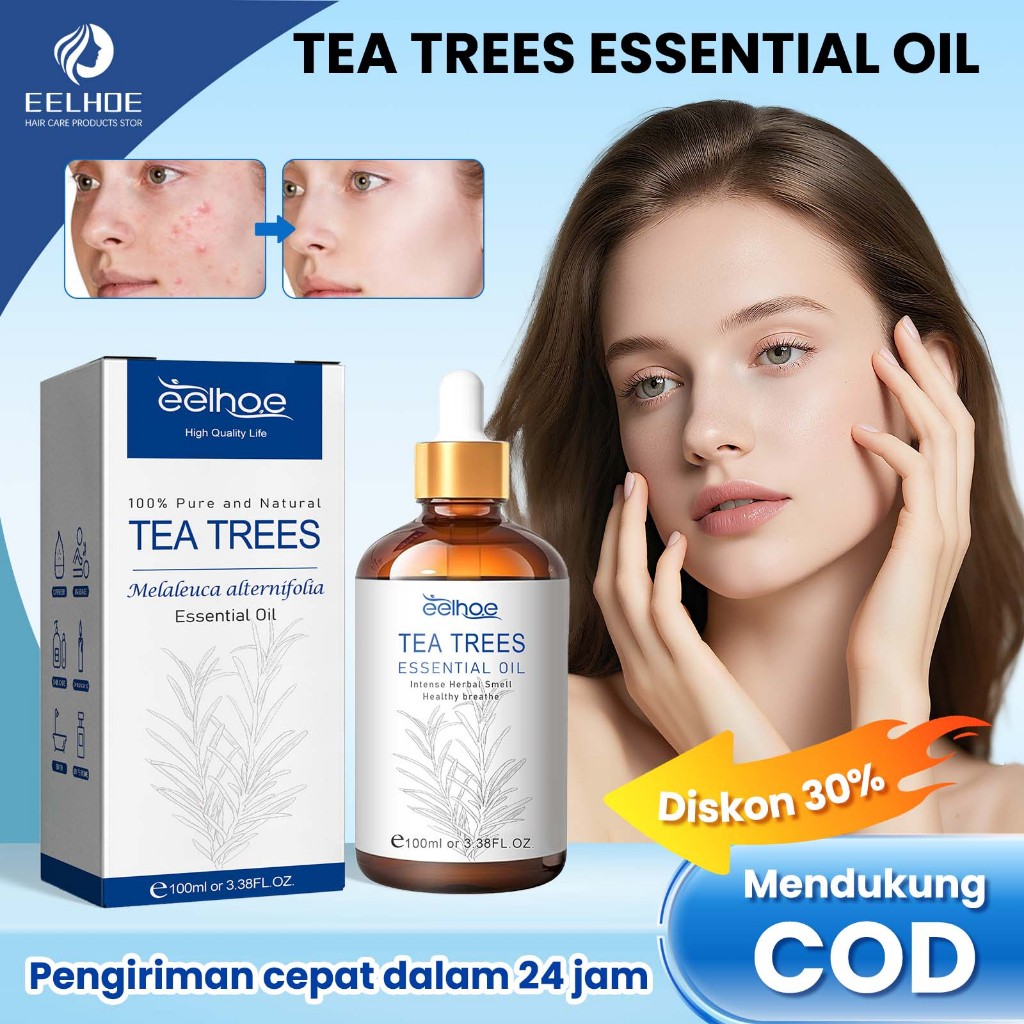 Eelhoe Tea Tree Oil 100ml Perawatan Menyeluruh Untuk Kulit Kepala Rambut Kulit Dan Kuku Melembabkan 