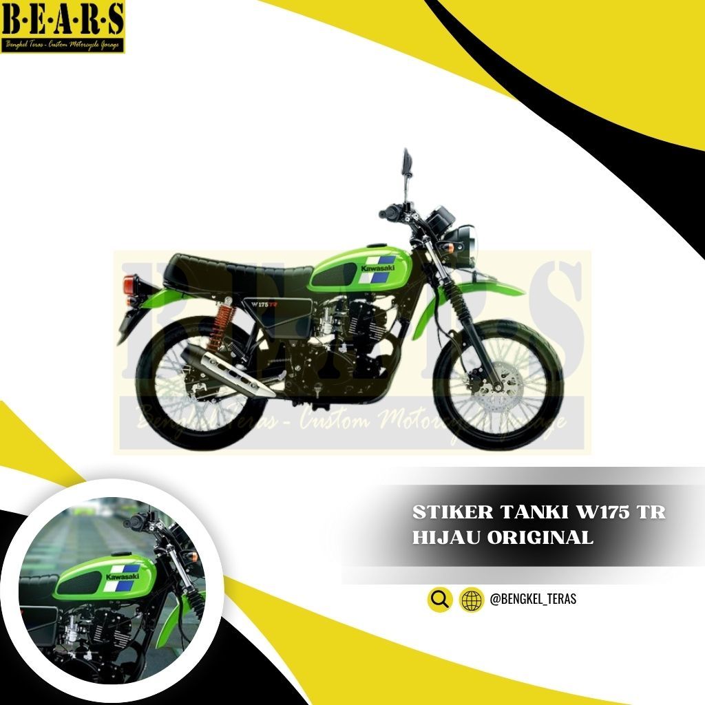 Sticker Tangki Stiker Pattern Kawasaki W175 TR Hijau 2023