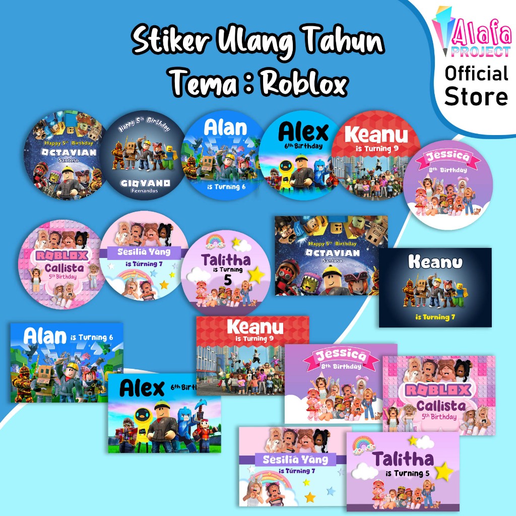 alafaproject Stiker Ulang Tahun Custom Tema Roblox