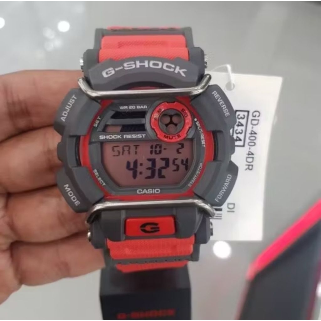 G-shock kasio tali rubber merah hitam pria/wanita GD-400-4DR original 100% garansi resmi 2 tahun