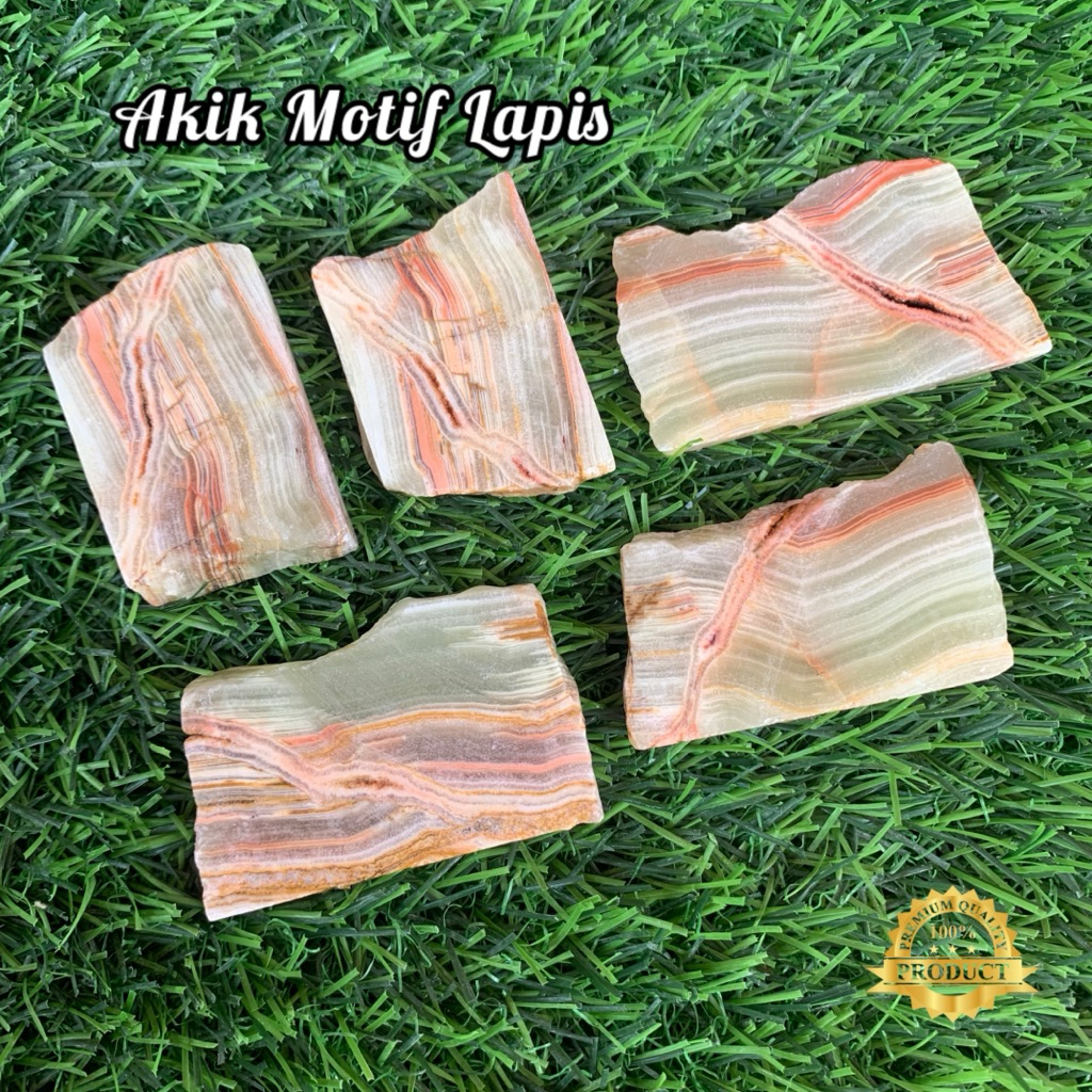 Bahan Batu Akik Motif Lapis Asli Natural / Bongkahan Batu Akik Motif Lapis / Lempengan Batu Akik Mot