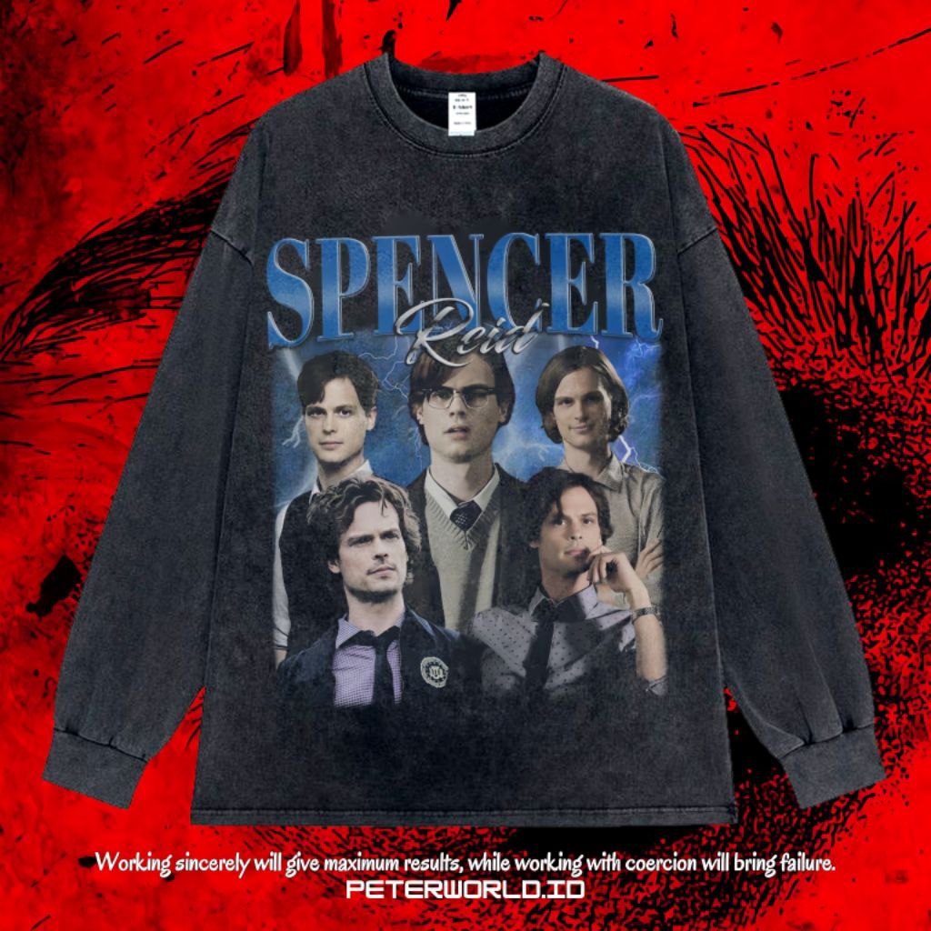Kaos Spencer Reid Long sleeve Oversize Washing Vintage Tee | Kaos Oversized | Kaos Long sleeve | Kao