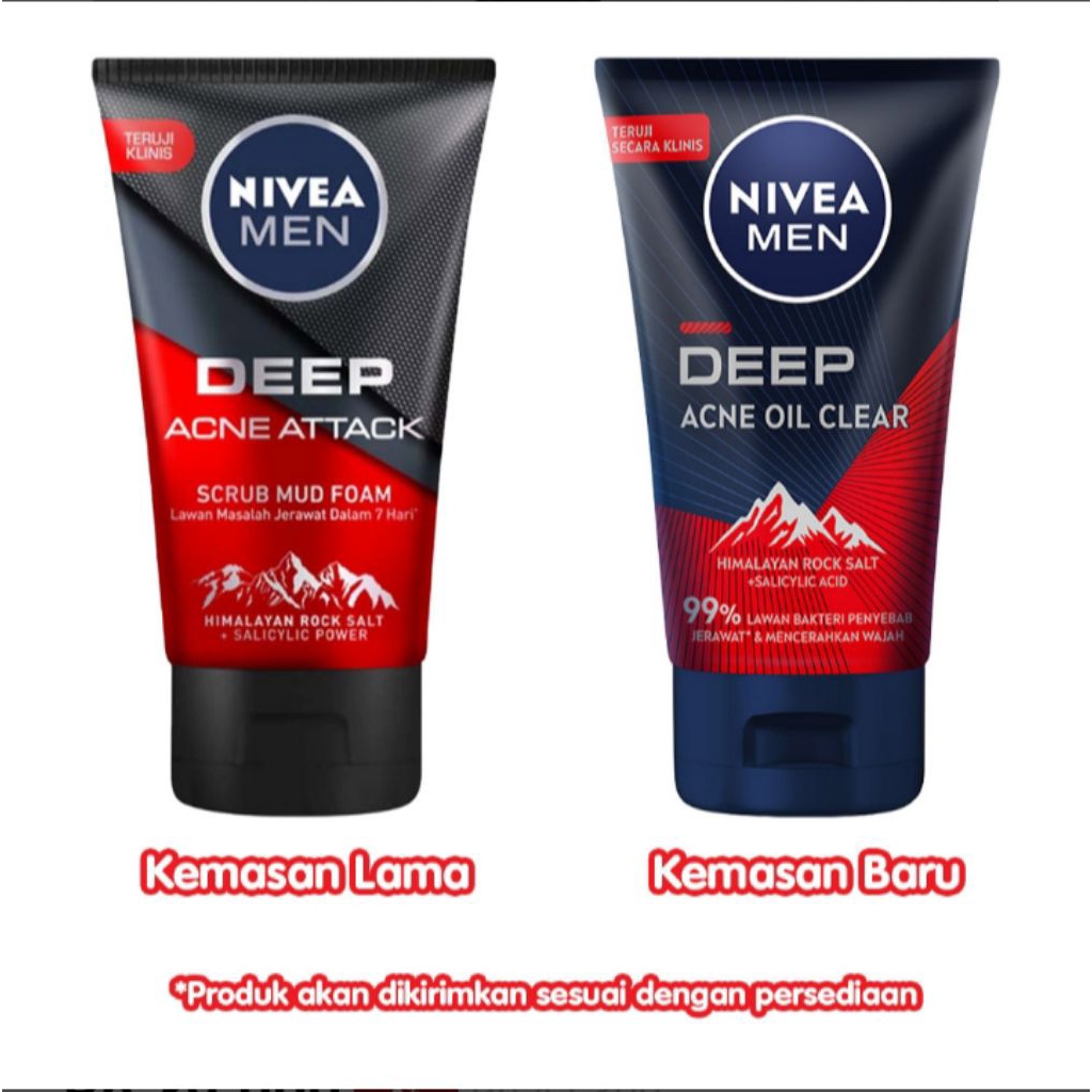 Nivea Men Pria Deep Acne Oil Clear Facial Scrub Himalaya Salt / Sabun Cuci Muka Pria 100ML