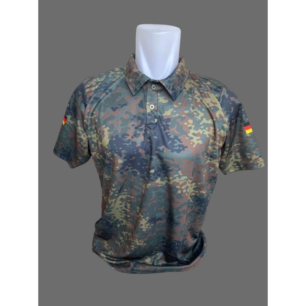 Kaos Kerah Polo Camo Loreng Flecktarn Tentara Jerman Army Reproduksi Size XL