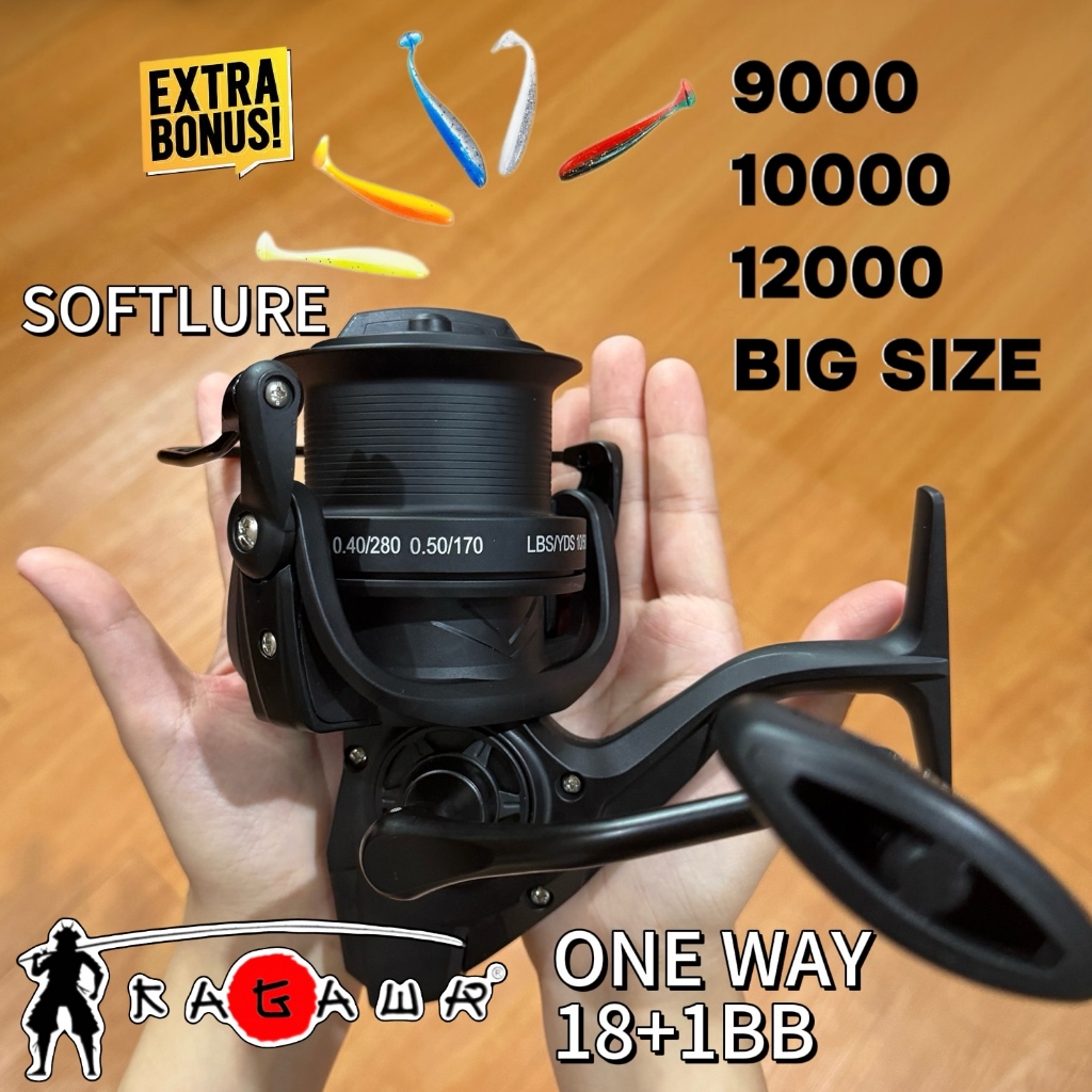 KAGAWA Reel Pancing Jumbo 9000-12000 Series 18+1 One Way Bonus Softlure Spool Besi